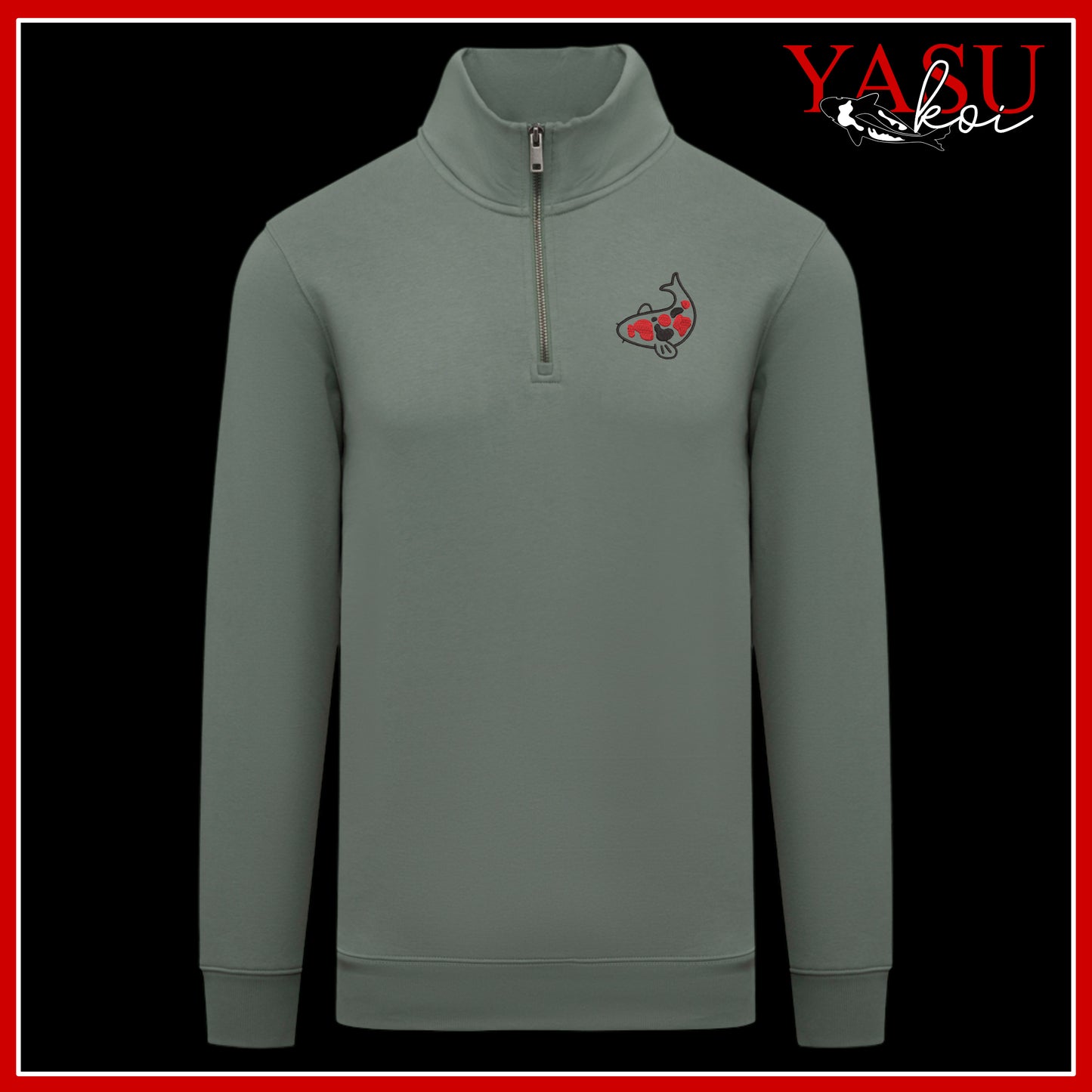 Embroidered Kawaii 1/4 Zip Sweatshirt