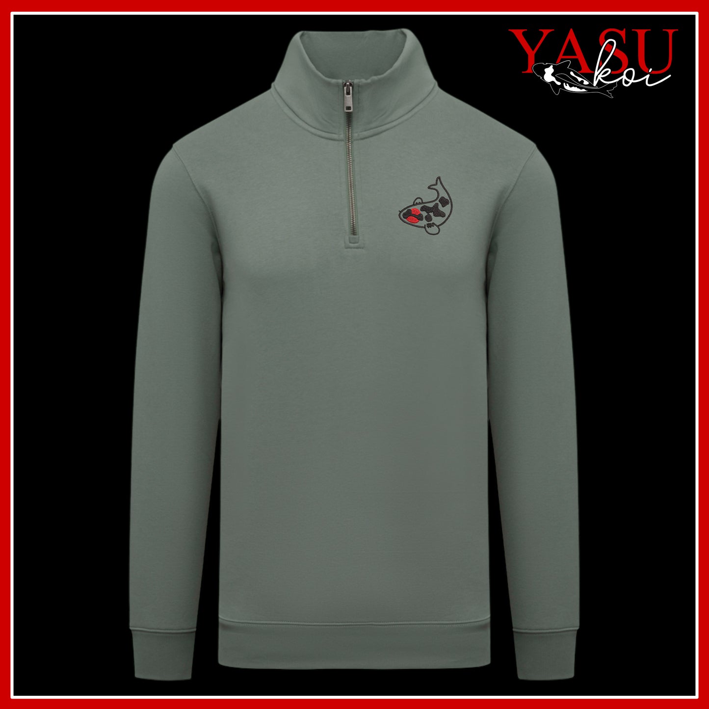 Embroidered Kawaii 1/4 Zip Sweatshirt