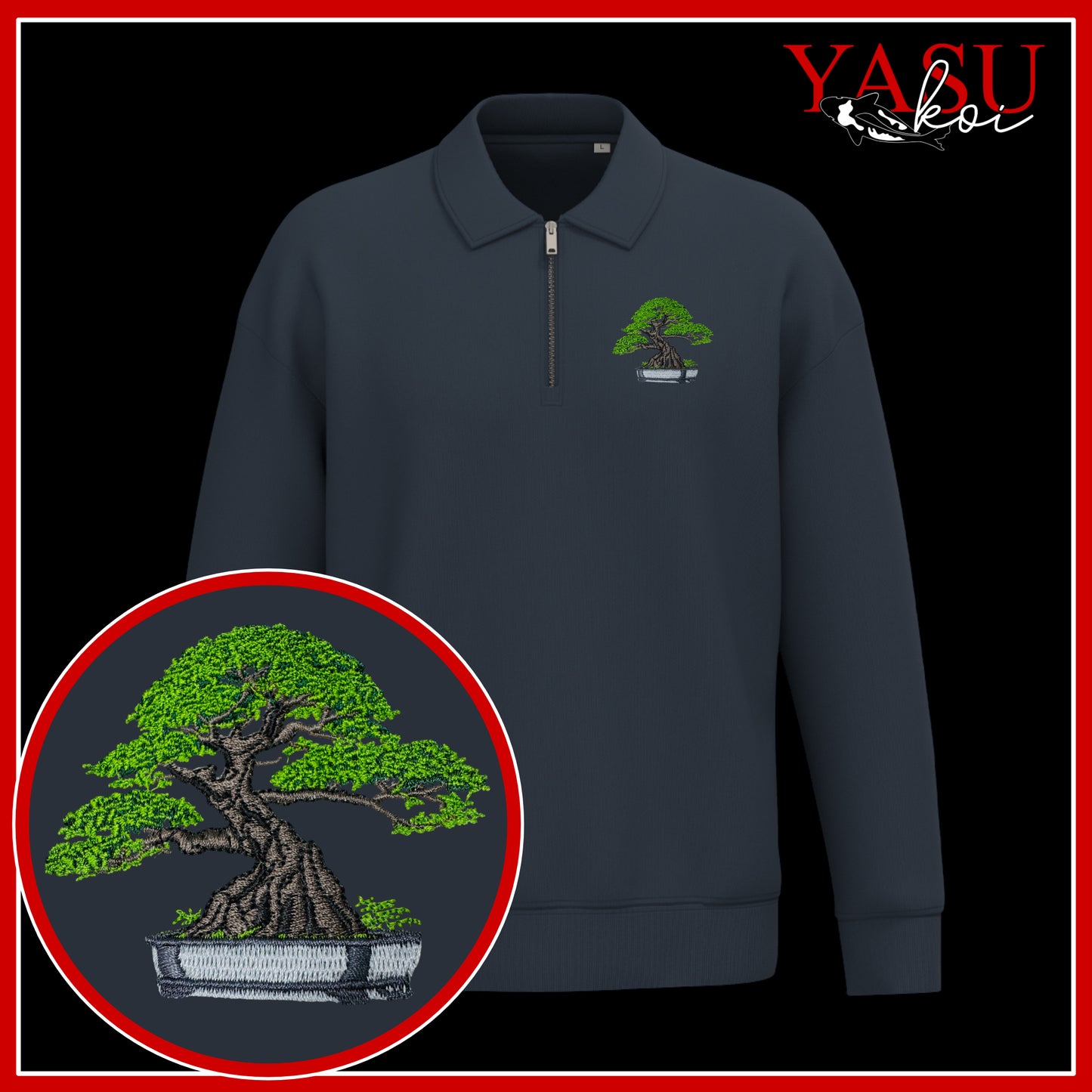 The Quarter Zip Bonsai Collared Organic Sweater