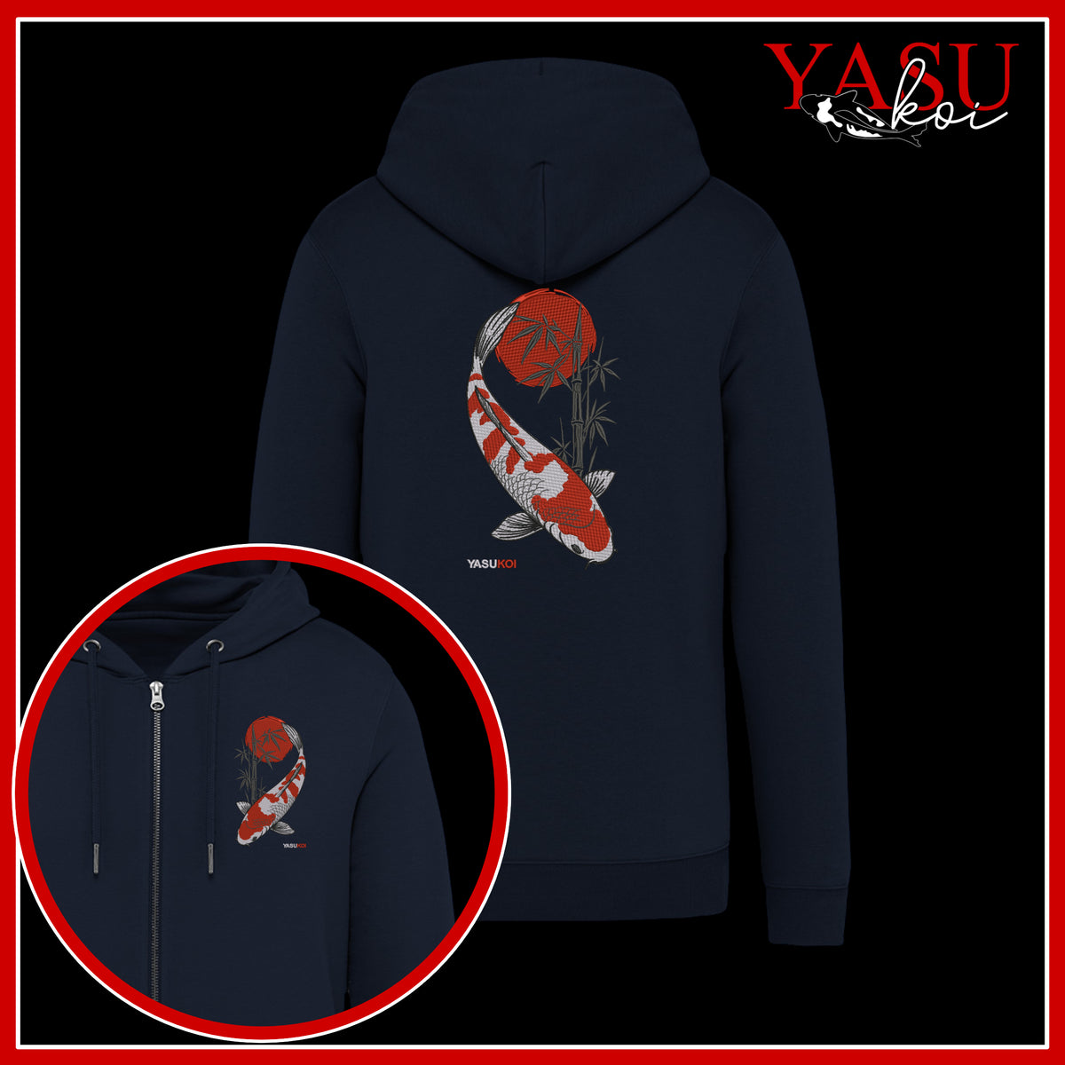 Kohaku Spirit Zip Up Organic Cotton Hoodie