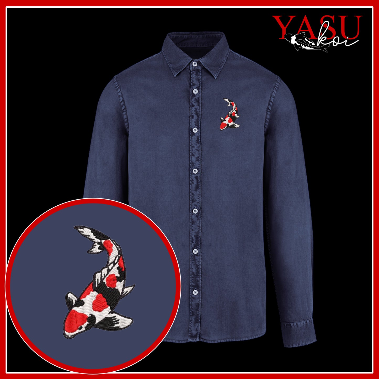 Peaceful Koi Organic Long Sleeve Button Shirt