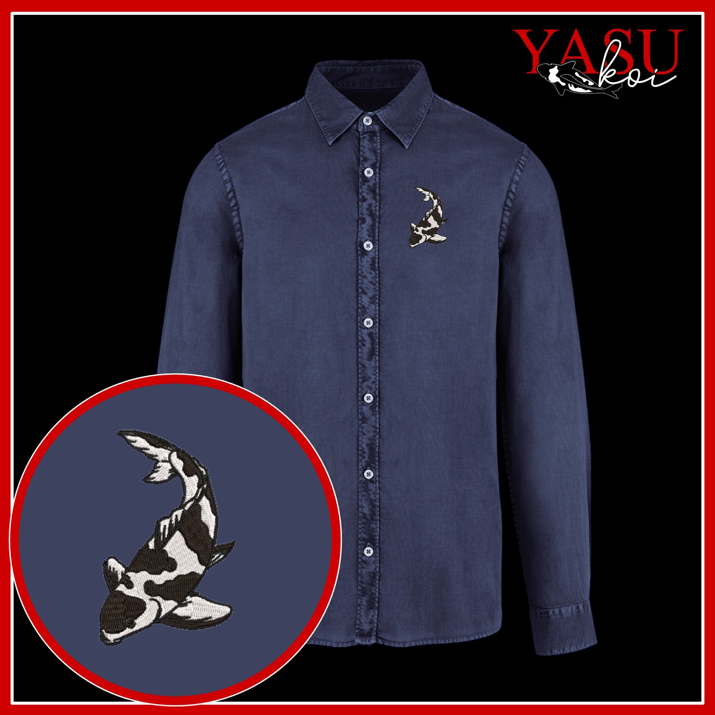 Peaceful Koi Organic Long Sleeve Button Shirt