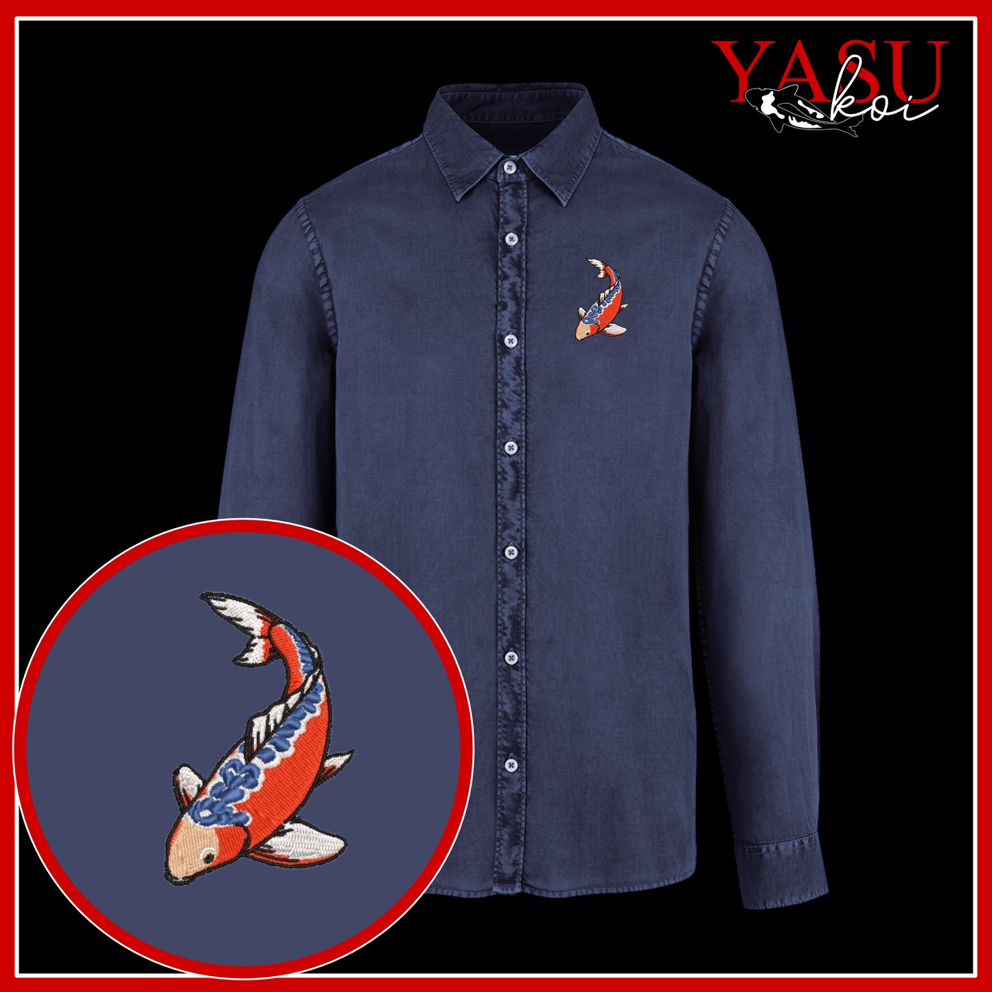 Peaceful Koi Organic Long Sleeve Button Shirt