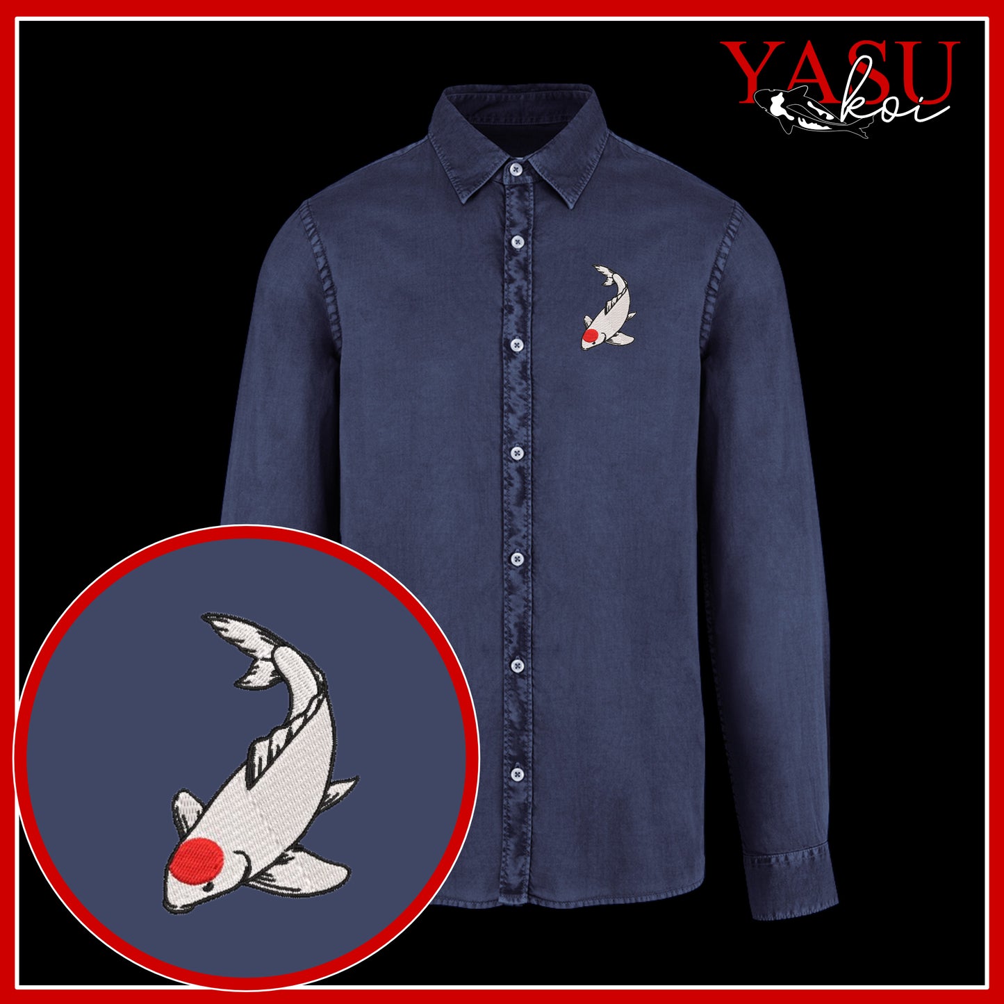 Peaceful Koi Organic Long Sleeve Button Shirt