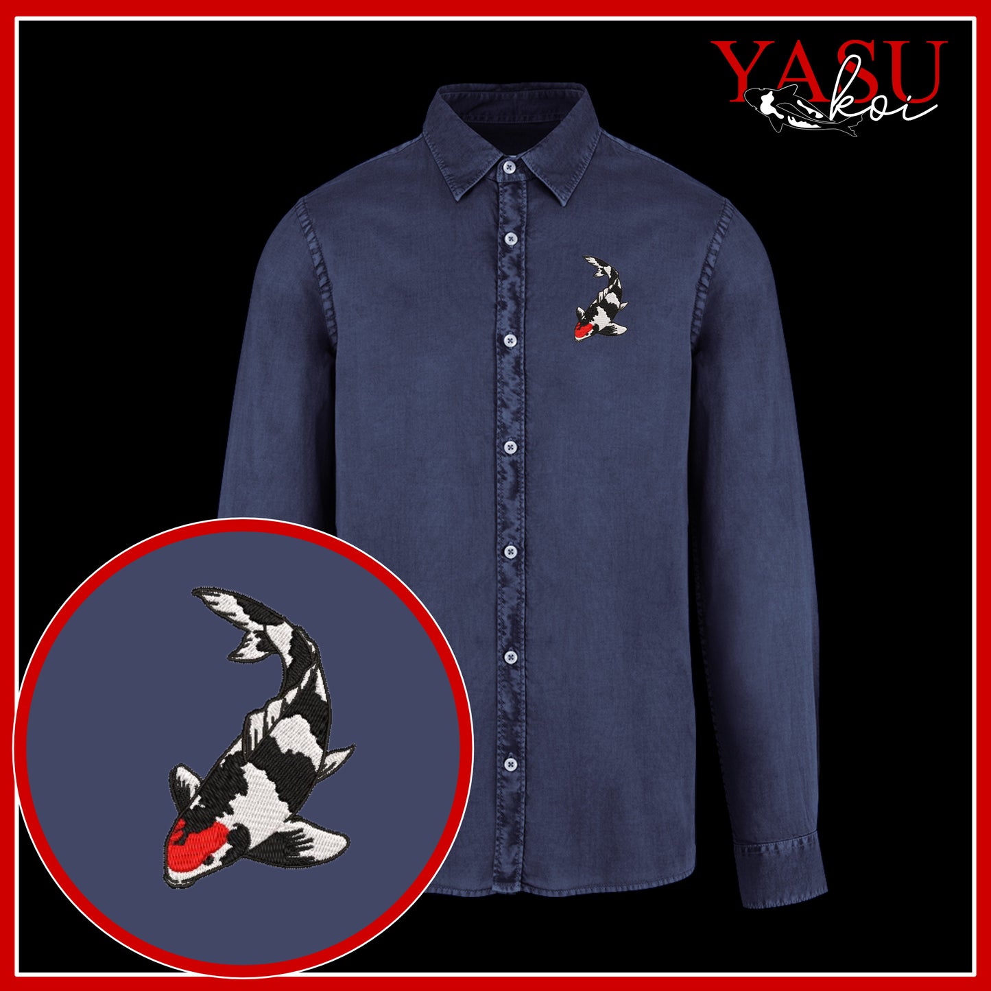 Peaceful Koi Organic Long Sleeve Button Shirt