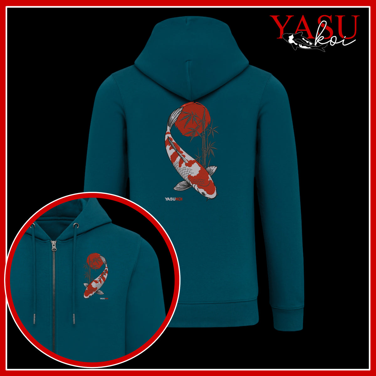 Kohaku Spirit Zip Up Organic Cotton Hoodie