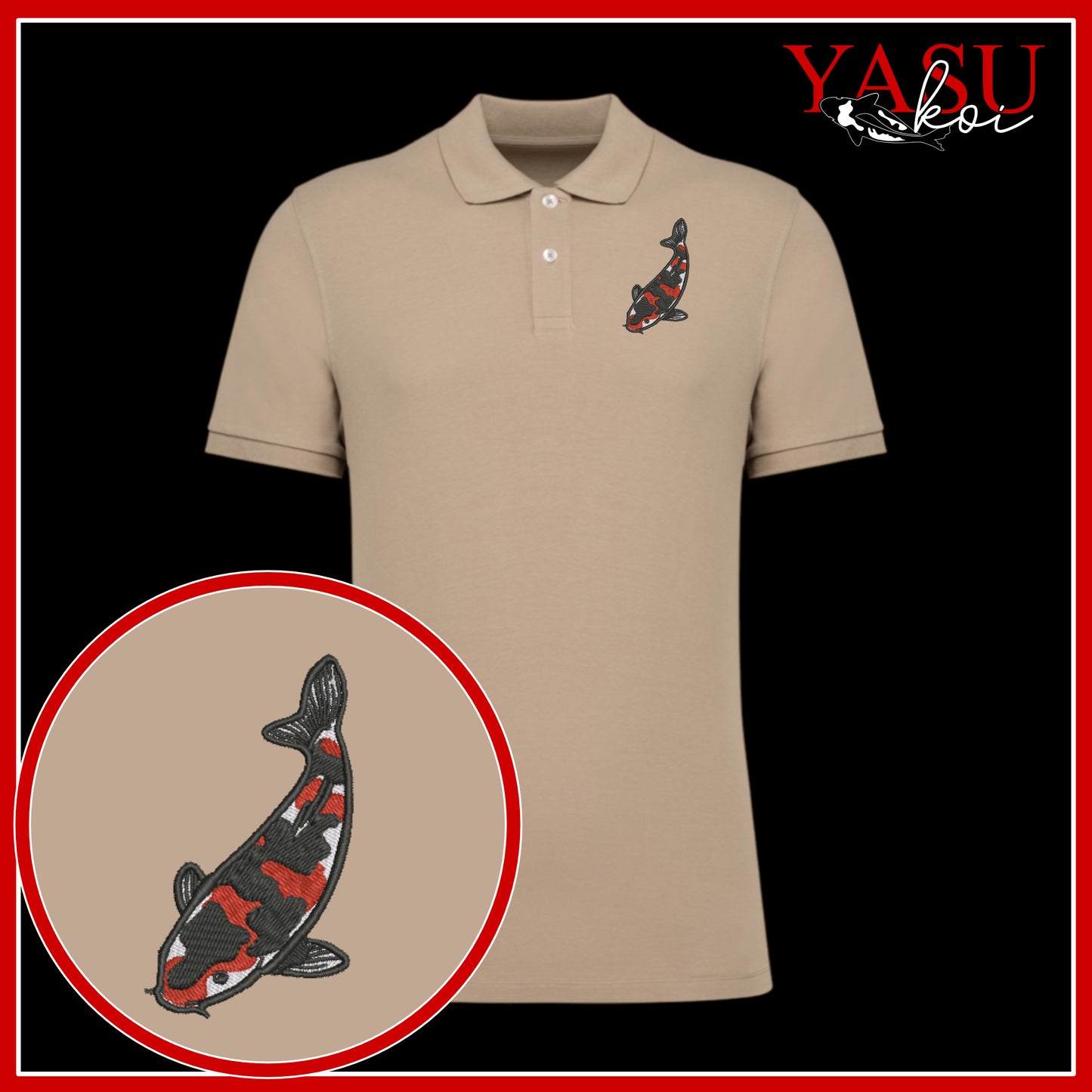Showa 'Koroko' Embroidered Organic Polo Shirt