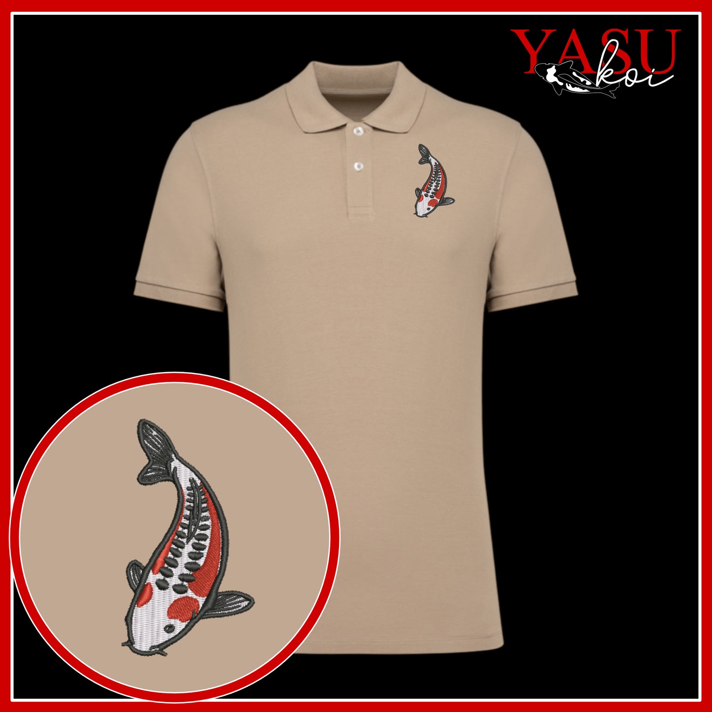 Shusui 'Koroko' Embroidered Organic Polo Shirt