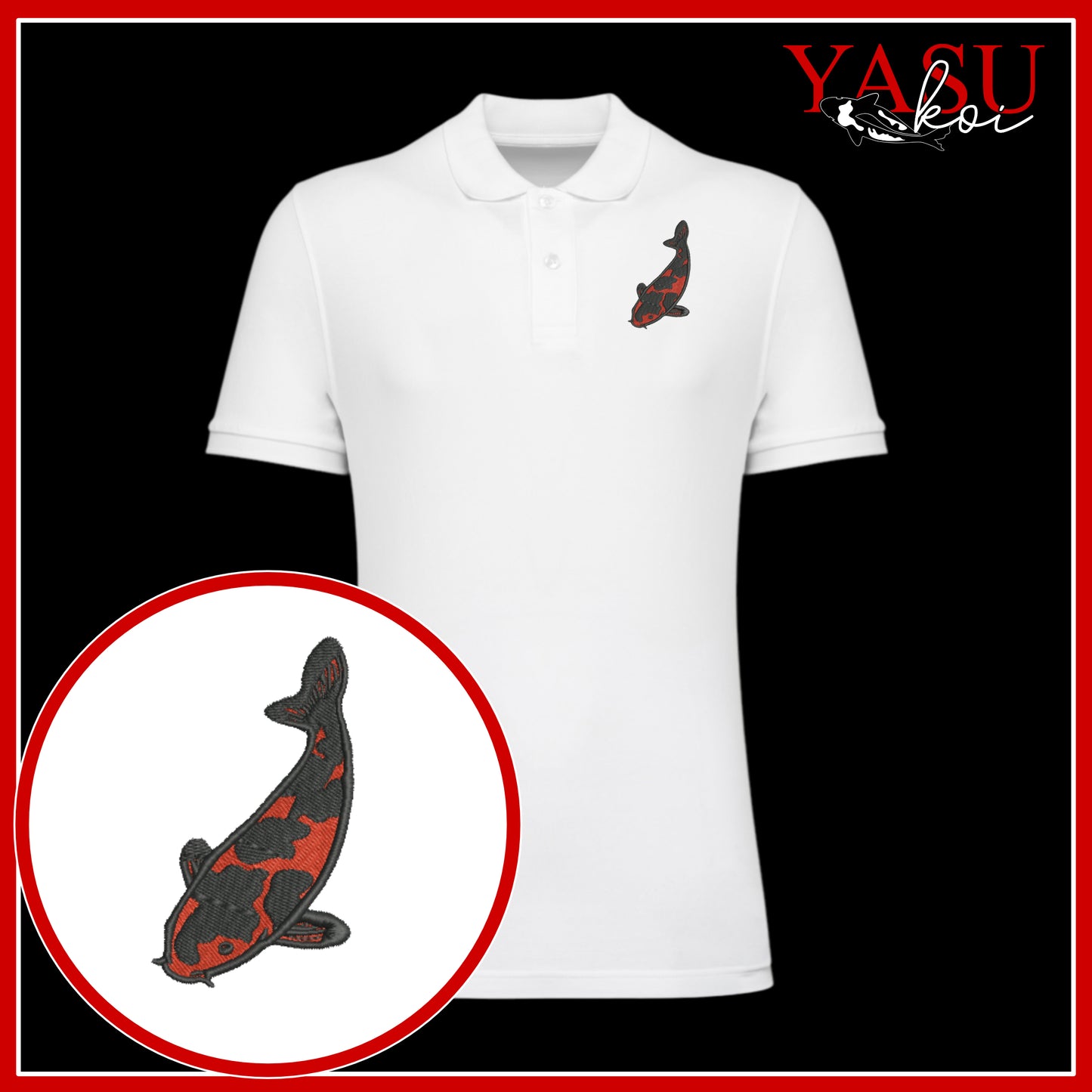Hi Utsurti 'Koroko' Embroidered Organic Polo Shirt