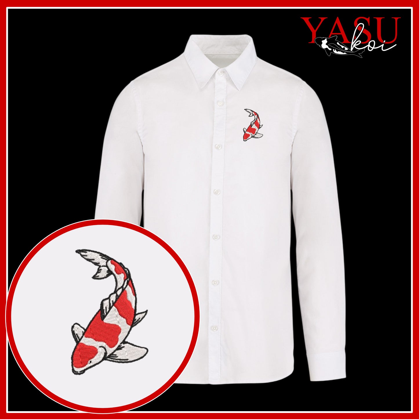 Peaceful Koi Organic Long Sleeve Button Shirt