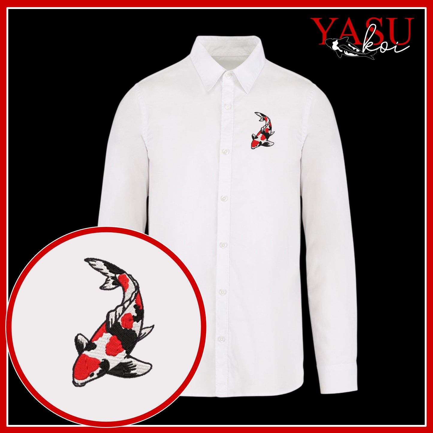 Peaceful Koi Organic Long Sleeve Button Shirt
