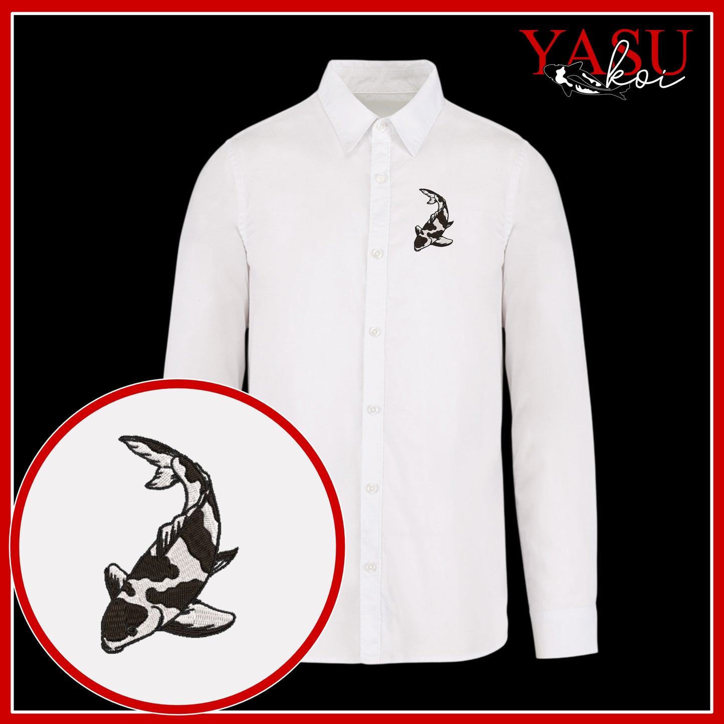 Peaceful Koi Organic Long Sleeve Button Shirt