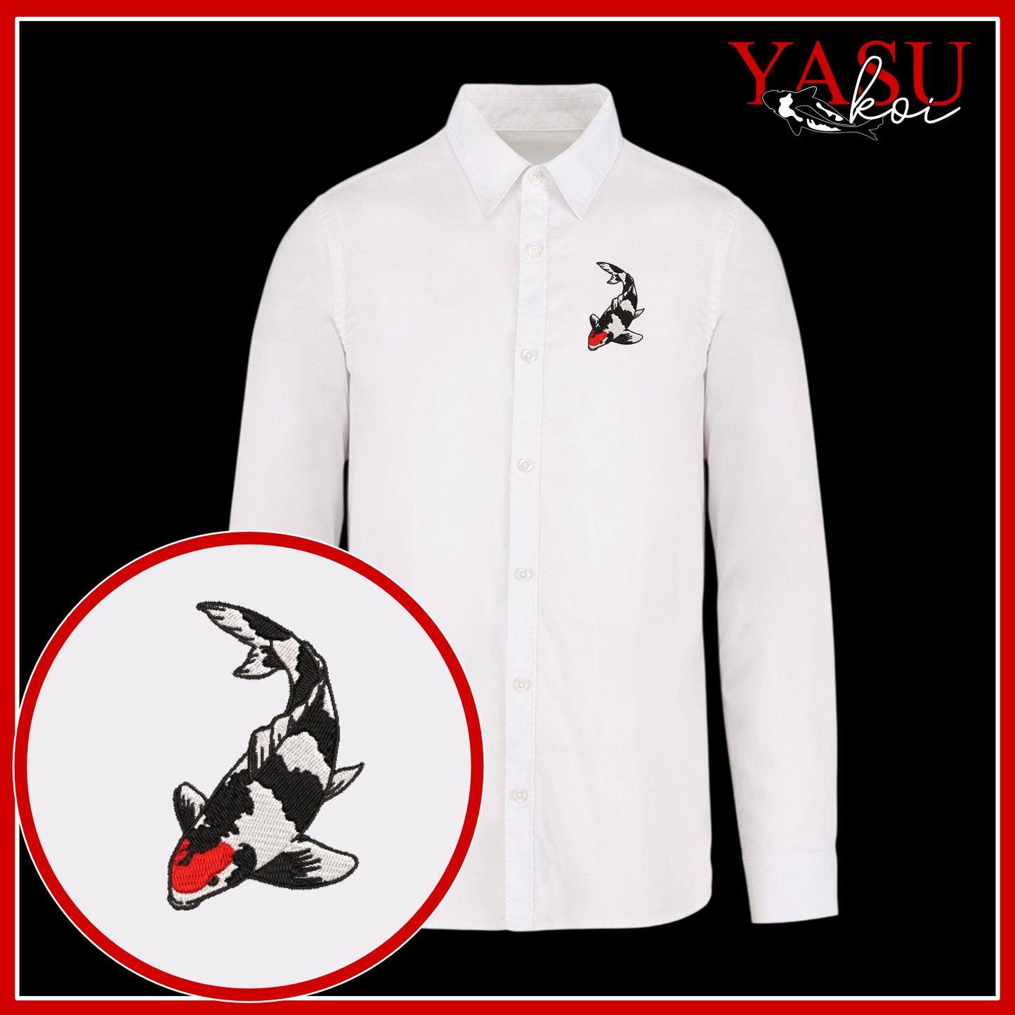 Peaceful Koi Organic Long Sleeve Button Shirt